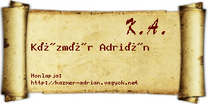 Kázmér Adrián névjegykártya