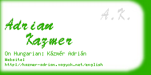 adrian kazmer business card